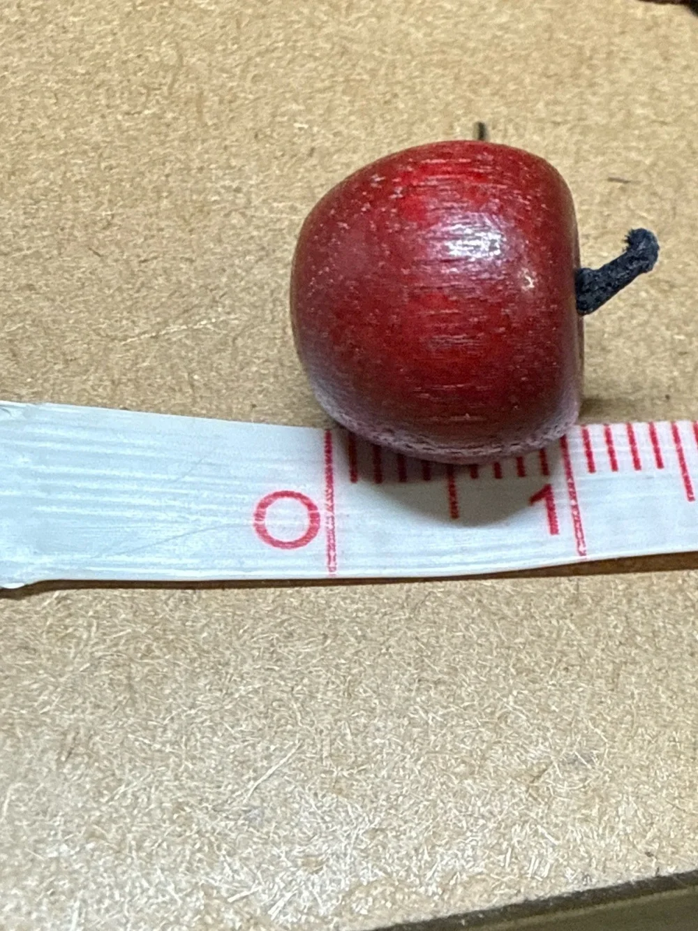 Vintage Wooden Apple Stud Earrings Red Teacher Cottagecore 1 cm